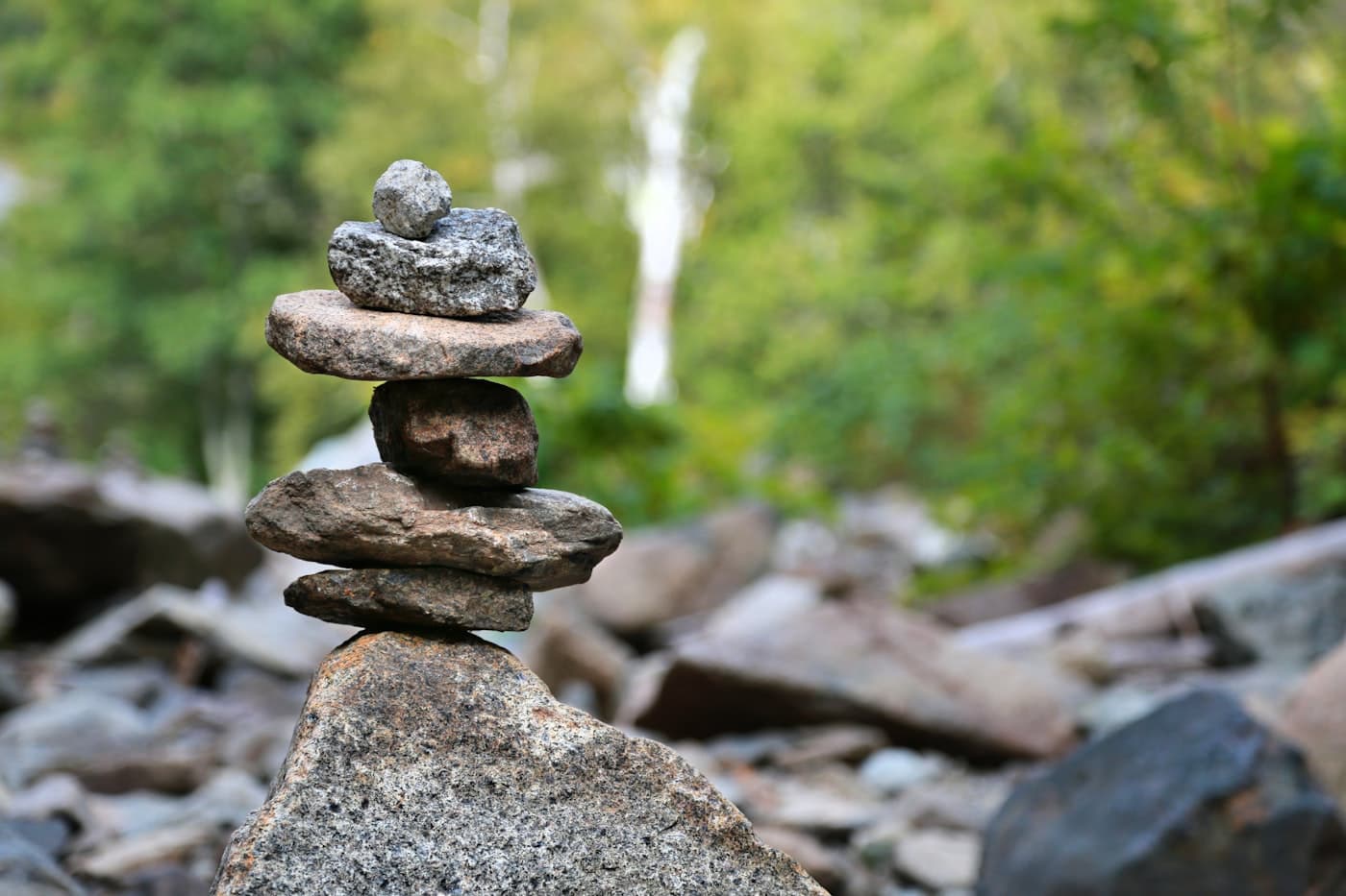 Stacked stone cairn